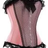 Hurly-Burly Pale Pink And Black Lace Overbust Corset