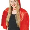 Hurly-Burly (D) Cropped Red Satin Hooded Cape