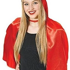 Hurly-Burly (D) Cropped Red Satin Hooded Cape