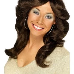 Smiffys Wigs 70's Diva Flick Wig In Brown