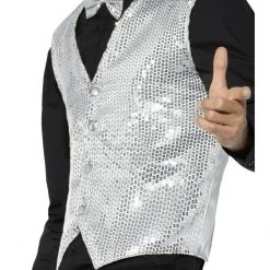 Smiffys Festival Wear Silver Sequin Waistcoat