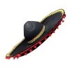 Trademart Black Mexican Hat With Red Pom Pom Trim International