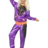 Smiffys Retro 80's Purple Shell Suit 80's - 90's Workout & Hiphop