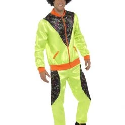 Smiffys 80's - 90's Workout & Hiphop Men's Retro 80's Neon Green Shell Suit