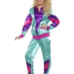 Smiffys 80's - 90's Workout & Hiphop Teal 80's Retro Shell Suit