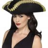 Smiffys Gold Trim Tricorn Hat