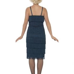 Smiffys 1920's Great Gatsby Teal Fringed Flapper Dress