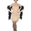 Smiffys Gold Fringed Flapper Dress 1920's Great Gatsby