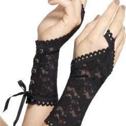 Smiffys Black Lace Glovettes Gloves