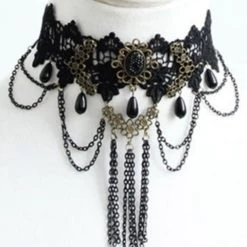 Hurly-Burly Victorian Chain Tassels Choker (H) Chokers