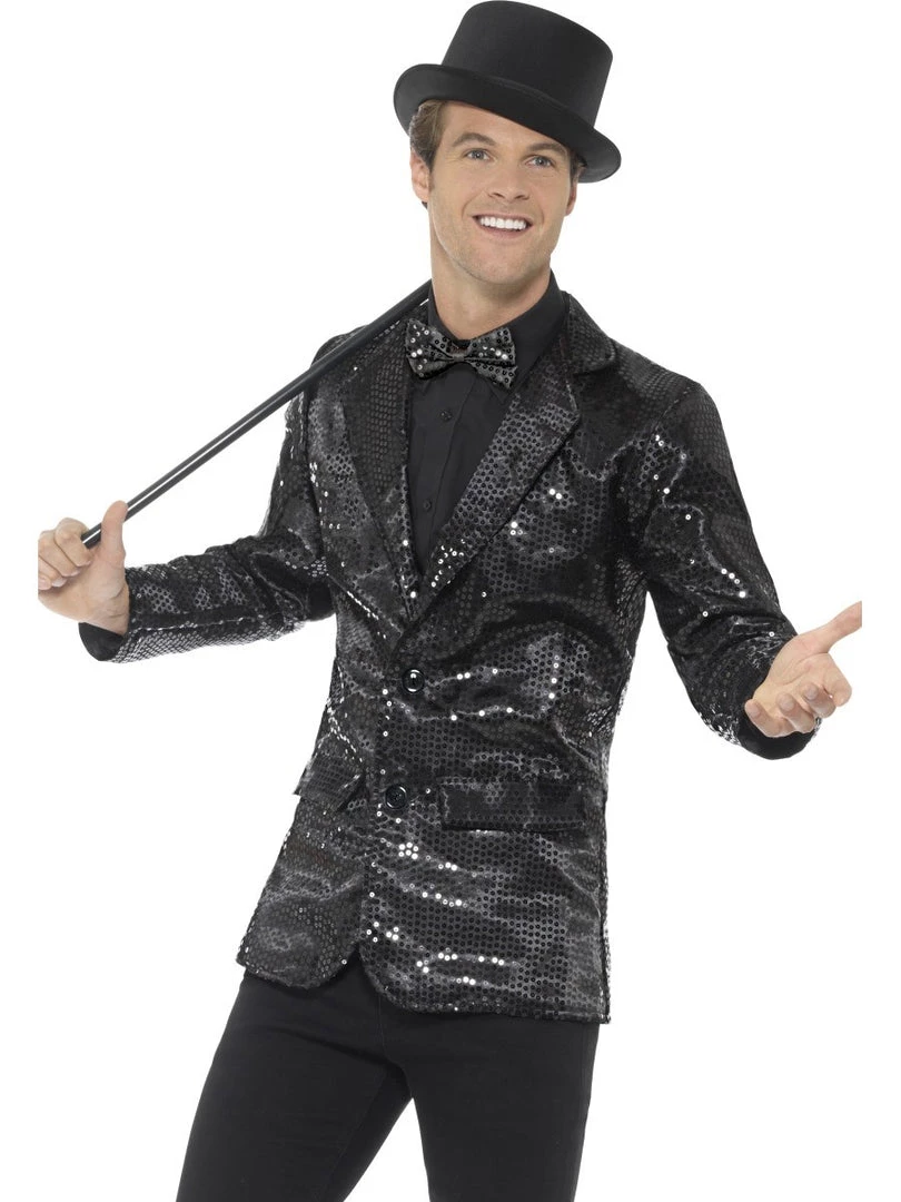 Smiffys Men's Black Sequin Jacket Jackets & Vests 3 Smiffys Men's Black Sequin Jacket Jackets & Vests