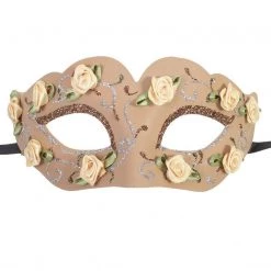Trademart Costume Accessories Tan Floral Masquerade Mask