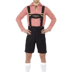 Smiffys Classic Red Checked Oktoberfest Lederhosen