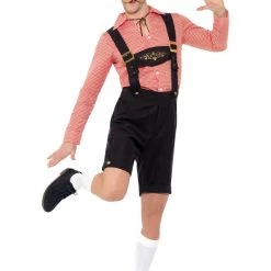 Smiffys Classic Red Checked Oktoberfest Lederhosen