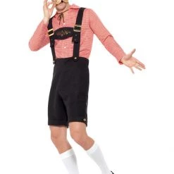 Smiffys Classic Red Checked Oktoberfest Lederhosen