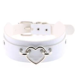 AnneCart White And Silver Heart Choker Chokers