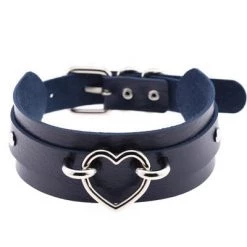 AnneCart Navy Blue And Silver Heart Choker Chokers