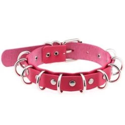 AnneCart Hot Pink And Silver Ring Collar Chokers