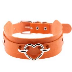 AnneCart Orange And Silver Heart Choker