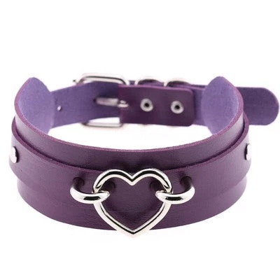 AnneCart Chokers Purple And Silver Heart Choker 3 AnneCart Chokers Purple And Silver Heart Choker