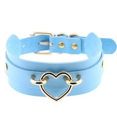 AnneCart Light Blue And Gold Heart Choker 3 AnneCart Light Blue And Gold Heart Choker