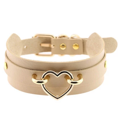 AnneCart Chokers Cream And Gold Heart Choker 3 AnneCart Chokers Cream And Gold Heart Choker