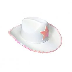 Trademart White And Pink Cowboy Hat With Sequin Star Cowboy & Western