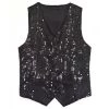 Thailand Black Sequin Vest Festival Wear