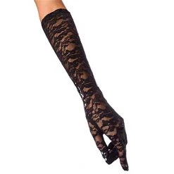 Jacky Wang Elbow Length Black Lace Gloves