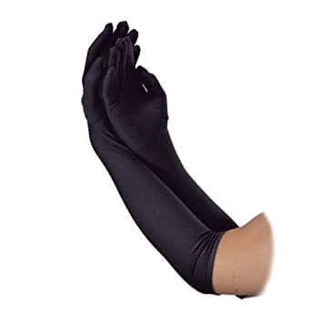 Jacky Wang 45cm Black Satin Gloves 3 Jacky Wang 45cm Black Satin Gloves