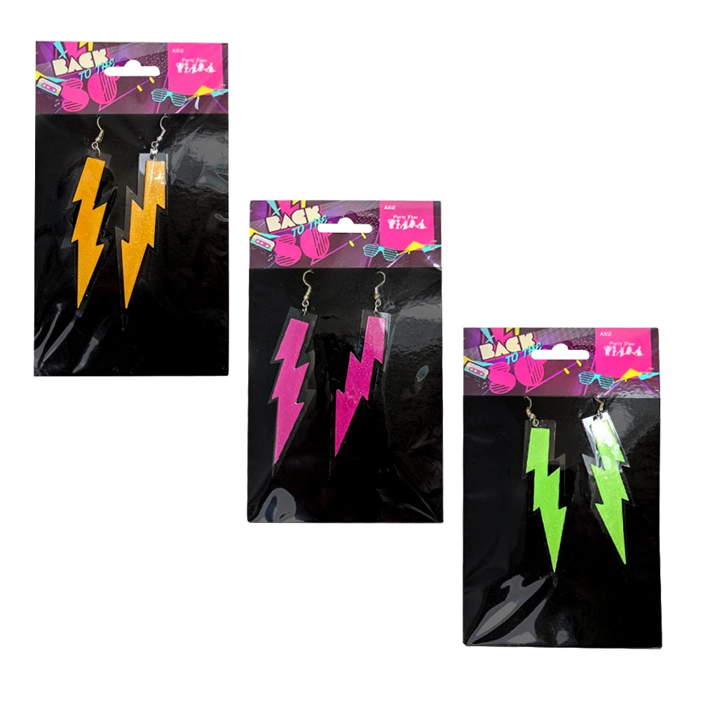 Trademart Orange Glitter Neon Lightning Bolt Earrings Jewellery 4 Trademart Orange Glitter Neon Lightning Bolt Earrings Jewellery
