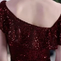 Global Lover Dresses Burgundy Sequin Fishtail Cocktail Dress
