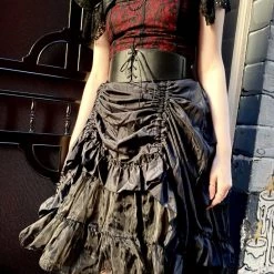 Malltop Skirts Black High-Low Steampunk Skirt