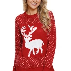 Dear Lover Red Reindeer Christmas Sweater Outerwear