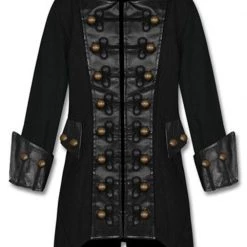 Pakistan Outerwear Black With Bronze Buttons Steampunk Jacket