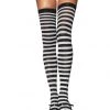 Leg Avenue Black And White Striped Thigh Highs