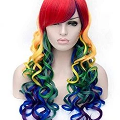 Hurly-Burly Rainbow Curly Deluxe Wig