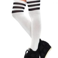 Leg Avenue Athletic Thigh High Sports Socks White