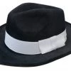 Sweidas 1920's Great Gatsby Black Deluxe Gangster Hat With White Band