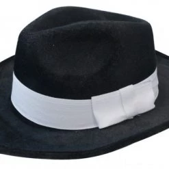 Sweidas 1920's Great Gatsby Black Deluxe Gangster Hat With White Band