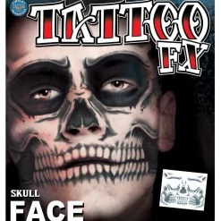 Halloween Tinsley: Skeleton Full Face Temporary Tattoo