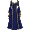 AnneCart Blue And Gold Hooded Medieval Dress