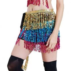 Best Dance Rainbow Sequin Wrap Around Skirt Festival Wear