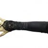 Hurly-Burly Single Finger Black Satin Detailed Gloves