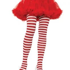 Leg Avenue Hosiery Plus Size Red And White Striped Pantyhose