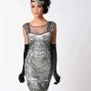 Hurly-Burly Silver Sequin And Mesh 1920’s Dress