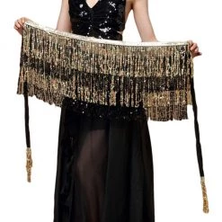 Best Dance Festival Wear Gold And Black Sequin Wrap Around Skirt