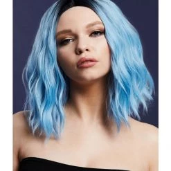 Smiffys Cara Baby Blue Wavy Bob Wig Wigs