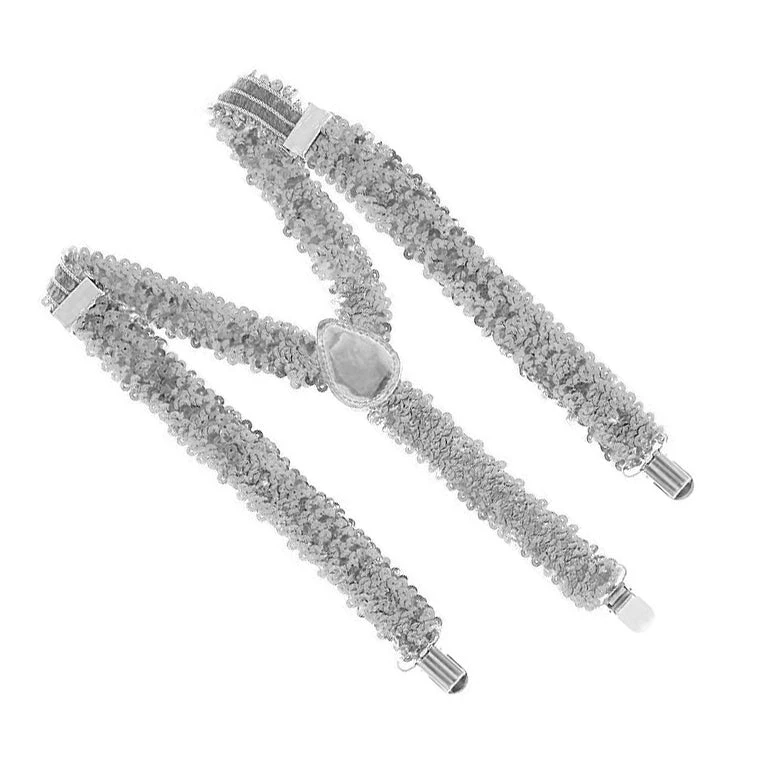 Trademart Silver Sequin Suspenders 4 Trademart Silver Sequin Suspenders