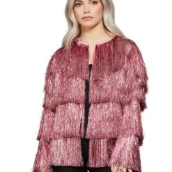 Smiffys Pink Tinsel Festival Jacket